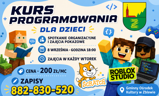 Zdjęcie do KURS PROGRAMOWANIA DLA DZIECI W GOK ZBLEWO!